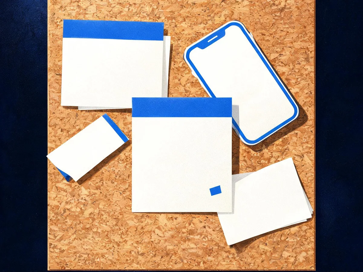 Cited — a corkboard arrangement of paper cards representing queries, web pages, devices, and search-result appearances
